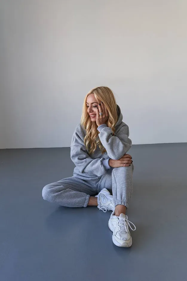 Сірий Теплий Жіночий Костюм (Худі з Капюшоном) - 1583 — фото 2